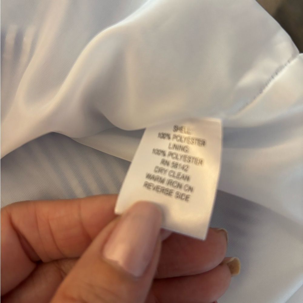 London Times Blue and White Striped Dress with Lace Accents Sz 14 - Picture 6 of 6